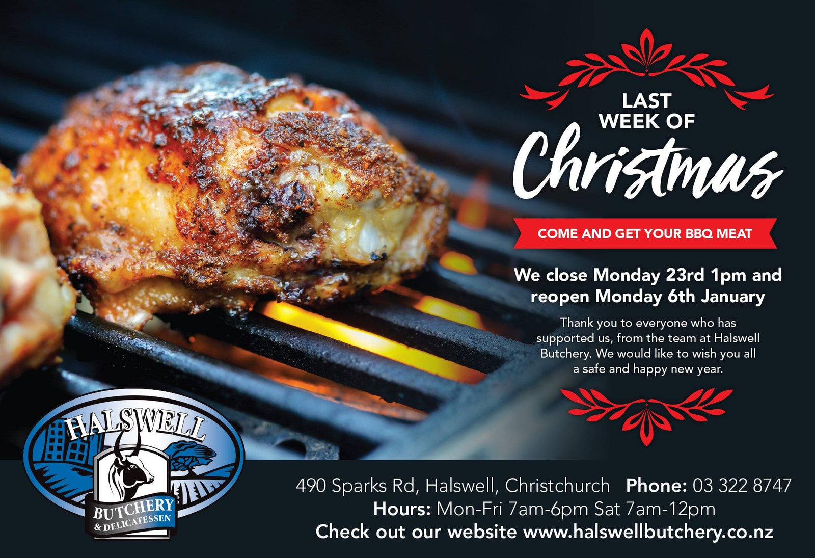 Thanks for all your support in 2019 and a happy new year - Halswell Butchery